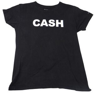 Johnny Cash Mens XL Black Graphic T-Shirt Short Sleeve Cotton Crew Neck 1678